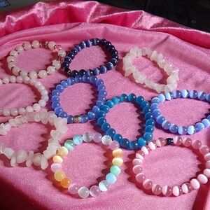 10 Gemstone Bracelets Rose Quartz Cats Eye